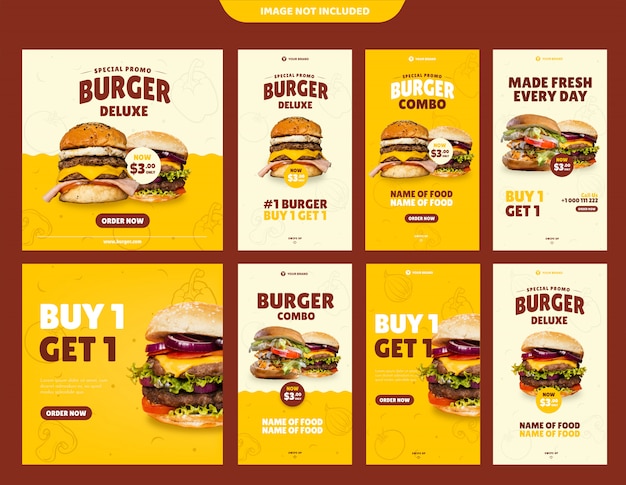 Burger food menu promotion social media instagram story banner template