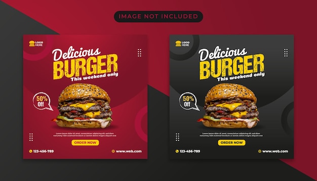 Burger food menu social media banner post template