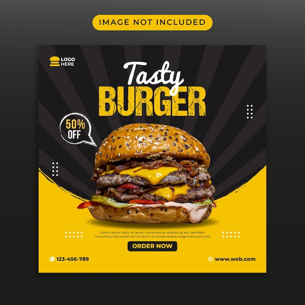 Burger food menu social media banner post template