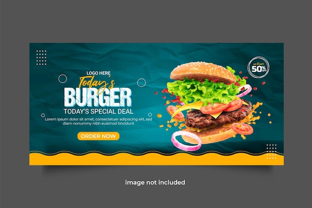 Concetto di design post banner web menu hamburger e cibo