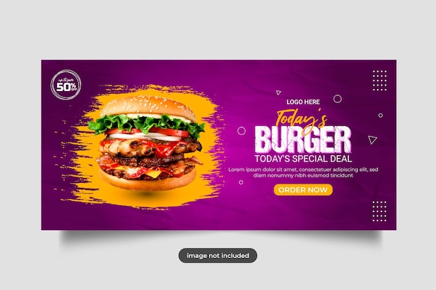 Burger and food menu web banner post design concept