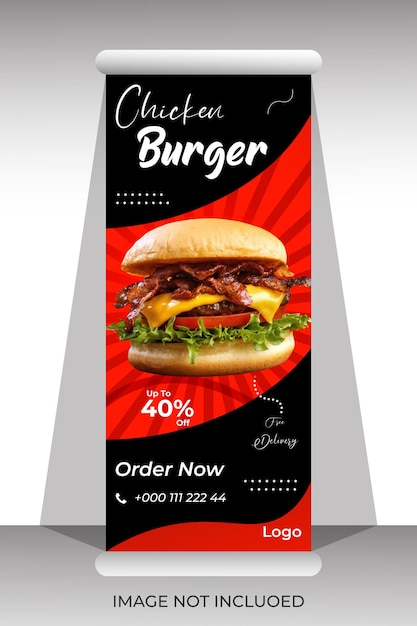 Burger food rollup banner design template