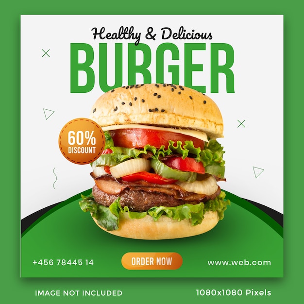 Burger food social media banner template