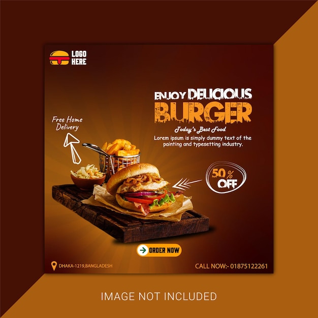 burger and food social media banner template