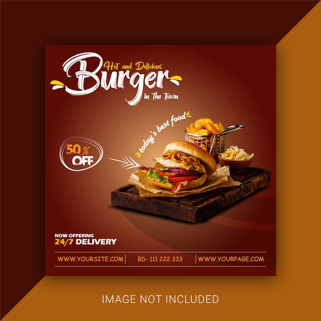 Burger and food social media banner template