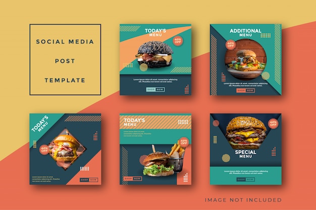 Burger food social media post promotion template