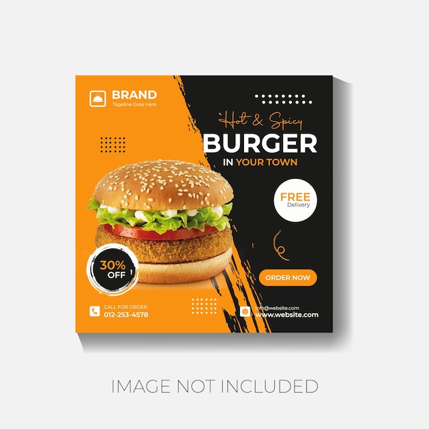 Vector burger food social media promotie en instagram social media food banner sjabloon