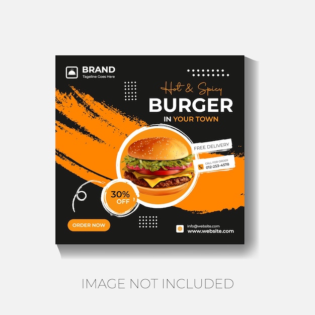 Burger food social media promotie en instagram social media food banner sjabloon