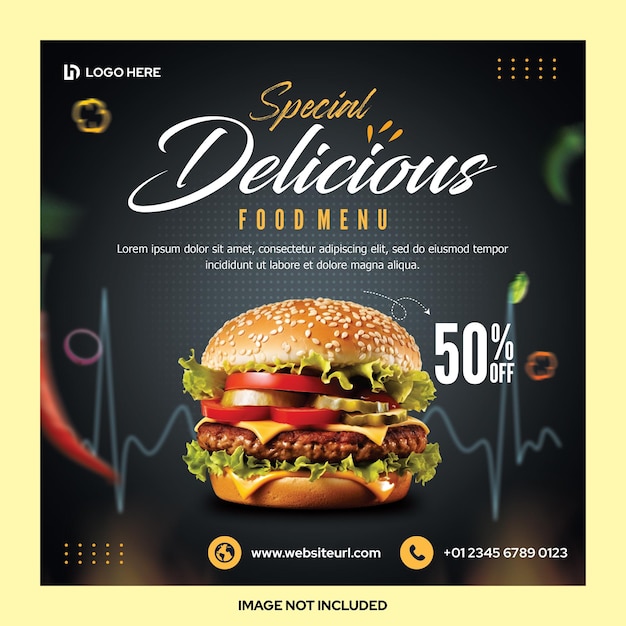 Burger food social media promotion and instagram banner post template design