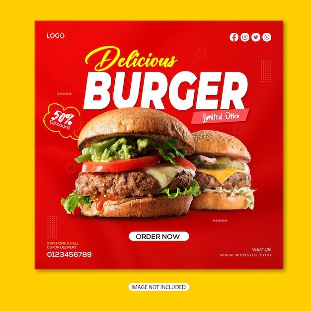 Vector burger food sociale media banner postsjabloon