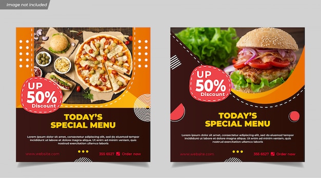 Vettore menu speciale di hamburger per social media instagram post banner template