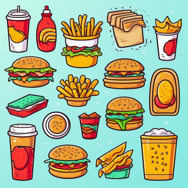 бургер еда вектор гамбургер иллюстрация значок ресторан пицца быстрый сэндвич меню напиток