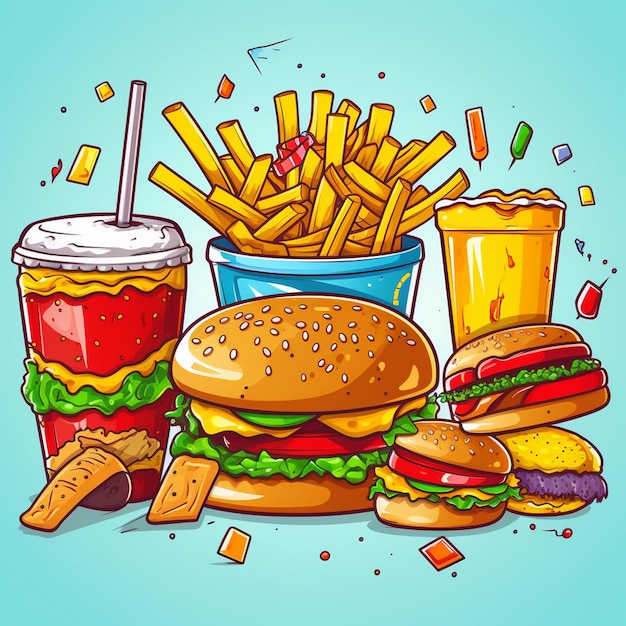 burger food vector hamburger illustration icon restaurant pizza fast sandwich menu drink