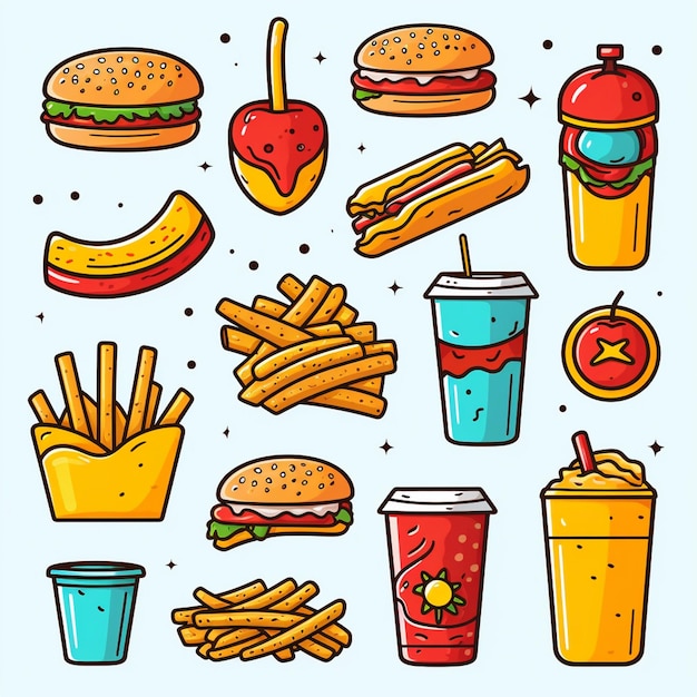 burger food vector hamburger illustration icon restaurant pizza fast sandwich menu drink