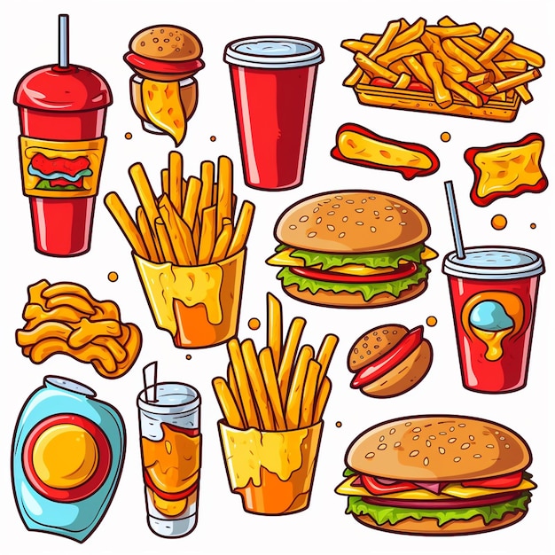 burger food vector hamburger illustration icon restaurant pizza fast sandwich menu drink