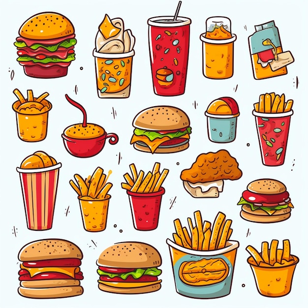 burger food vector hamburger illustration icon restaurant pizza fast sandwich menu drink