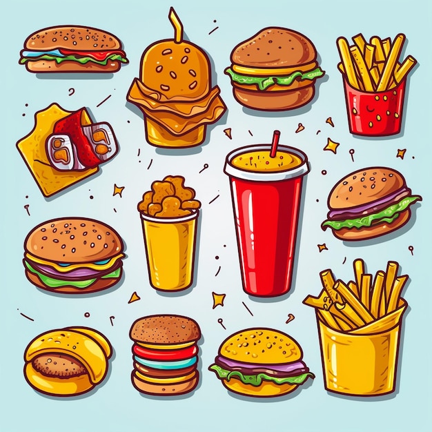 burger food vector hamburger illustration icon restaurant pizza fast sandwich menu drink