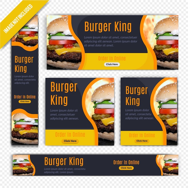 Вектор burger food web banner набор для ресторана