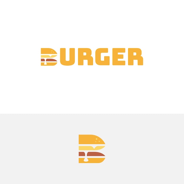 Hamburger che forma la lettera b lettera b burger logo design