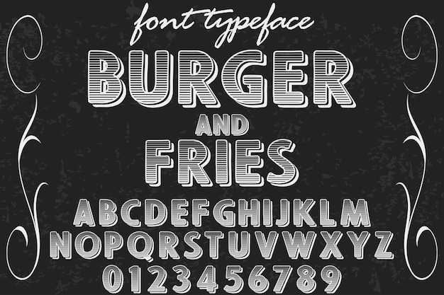 Burger and fries typeface  label design