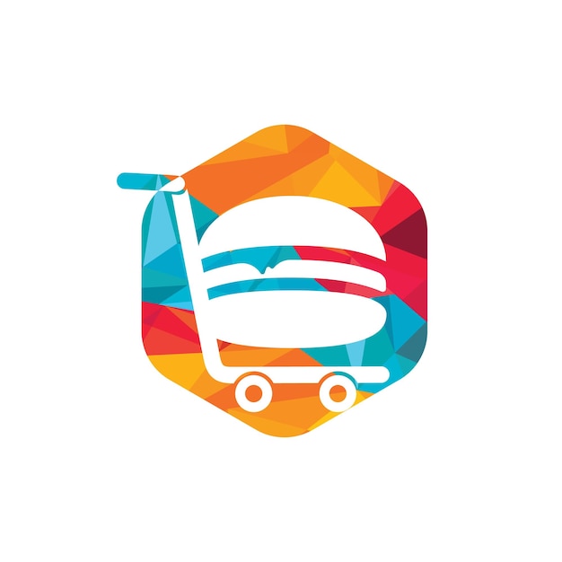 Burger and grocery trolley logo design