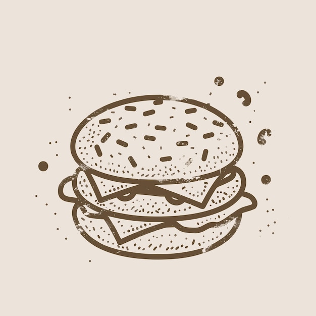 Burger grunge postzegel logo fastfood embleem in een rubberen postzegel stijl