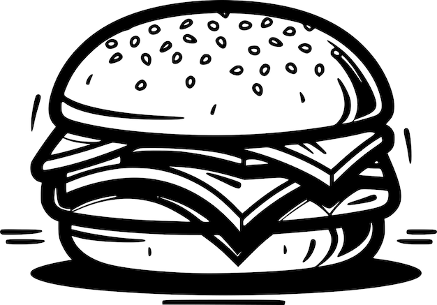 Vector burger hamburger hand drawn vector illustration sketch retro style