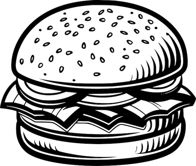 burger hamburger hand drawn vector illustration sketch retro style