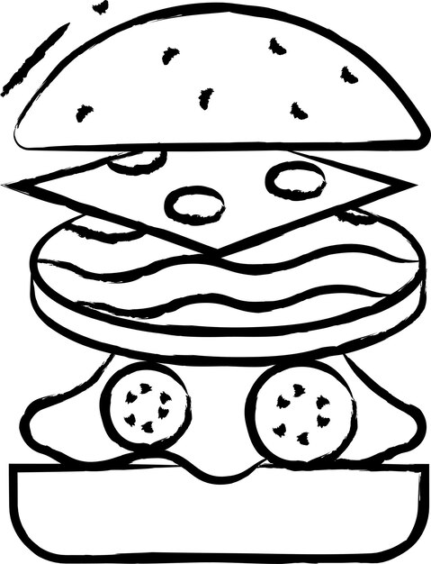 Vector burger hand drawn vector illustration