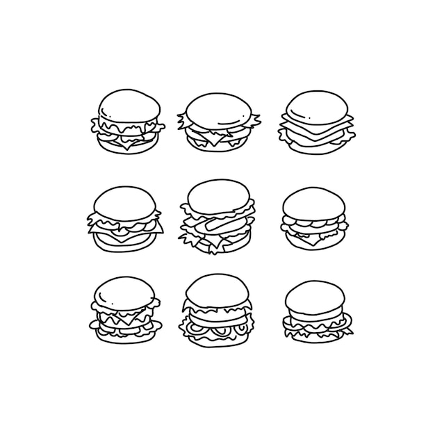 Vector burger handrawn doodle illustrations vector