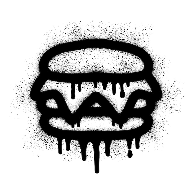 Burger icon graffiti with black spray paint