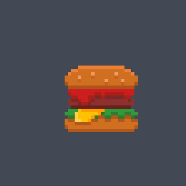 Vector burger icon in pixel style