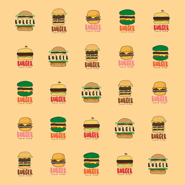 Burger icon set vector