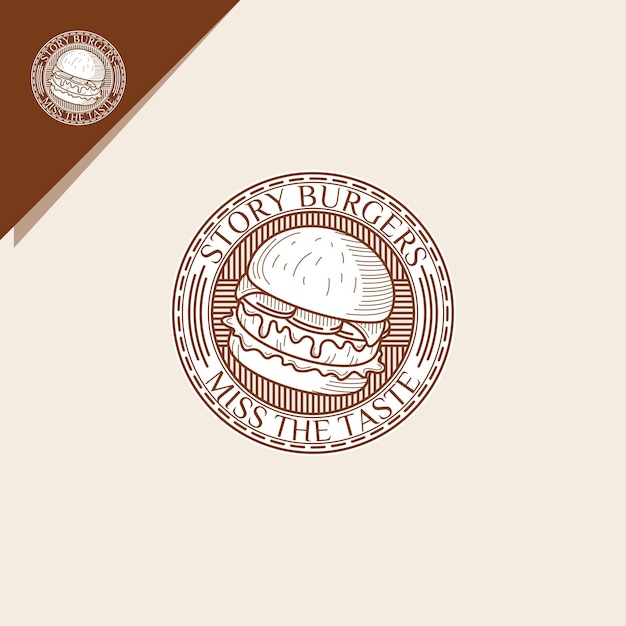 иллюстрация гамбургера для логотипа эмблемы или значка еды