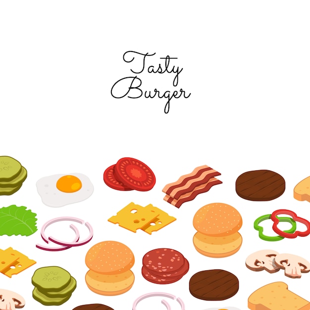 Burger ingredients banner set