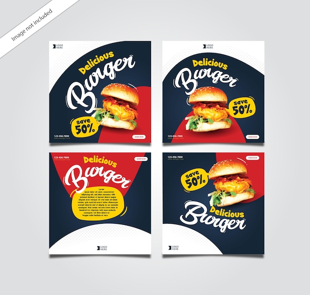 Vector burger instagram postpakket