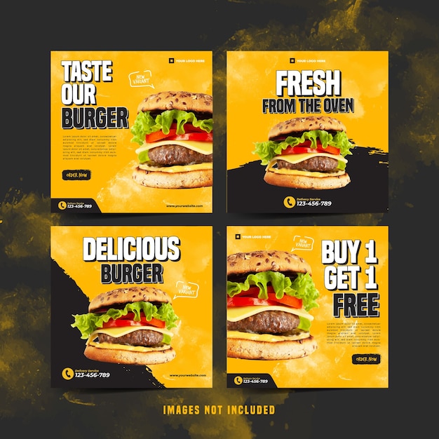 Burger instagram template for social media advertising