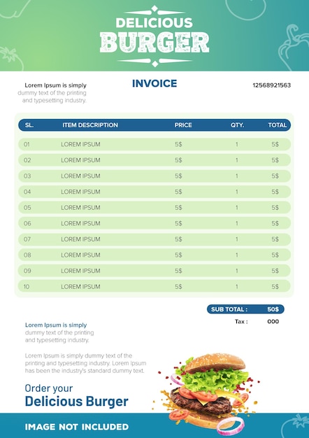 Burger invoice