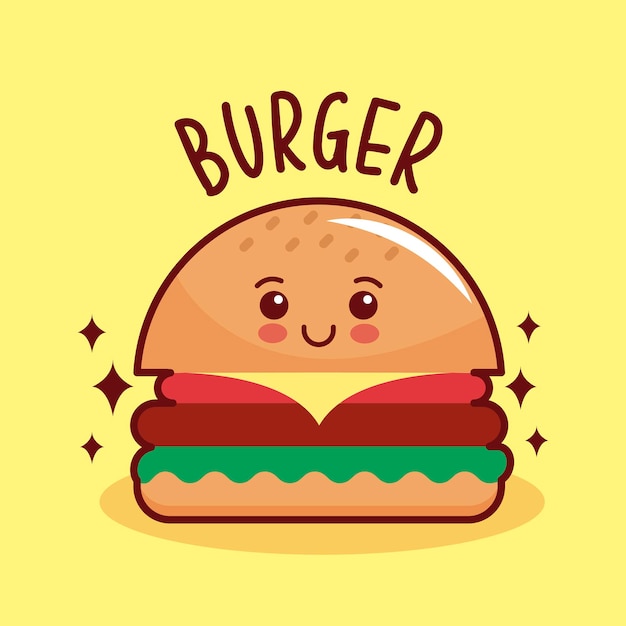 Burger kawaii cartoon