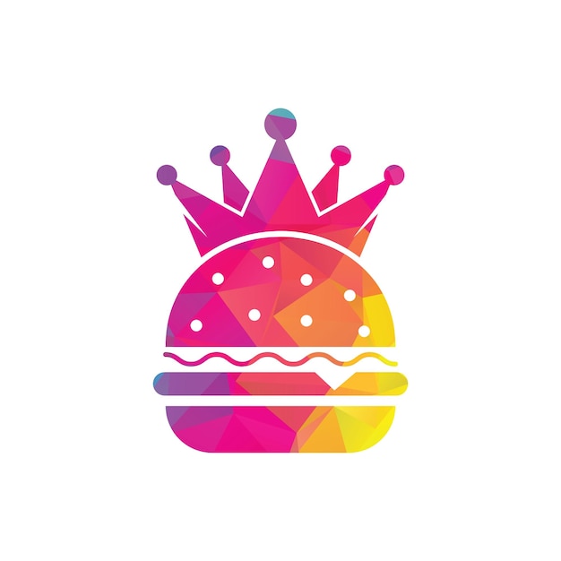 Burger king vector logo design. Burger with crown icon logo concept.