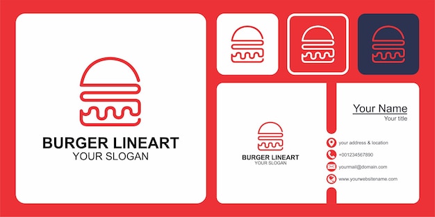 burger lineart logo ontwerp en visitekaartje