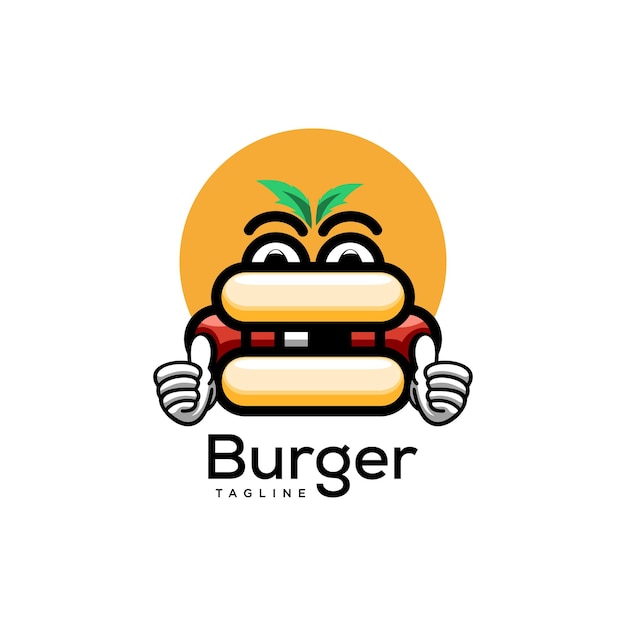 Vettore di disegno del fumetto di logo dell'hamburger