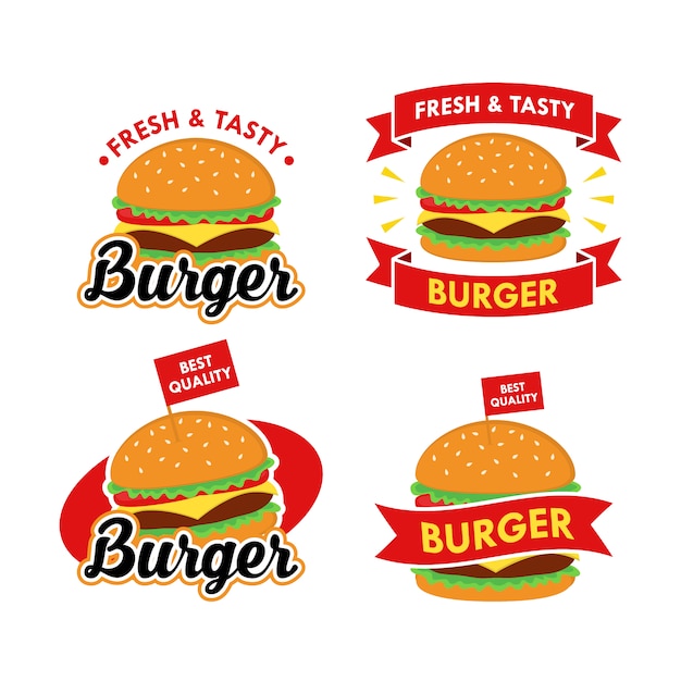 Burger Logo Design Vector Set
