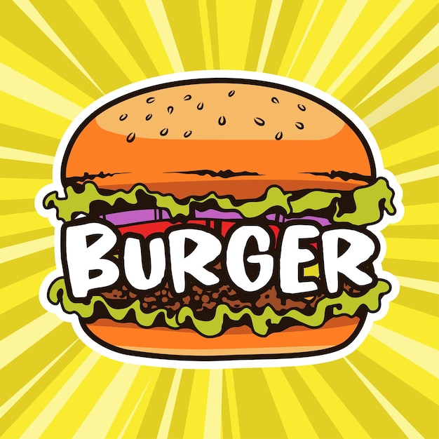 Vector burger logo design with burst vector