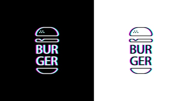 Design del logo dell'hamburger con effetto glitch