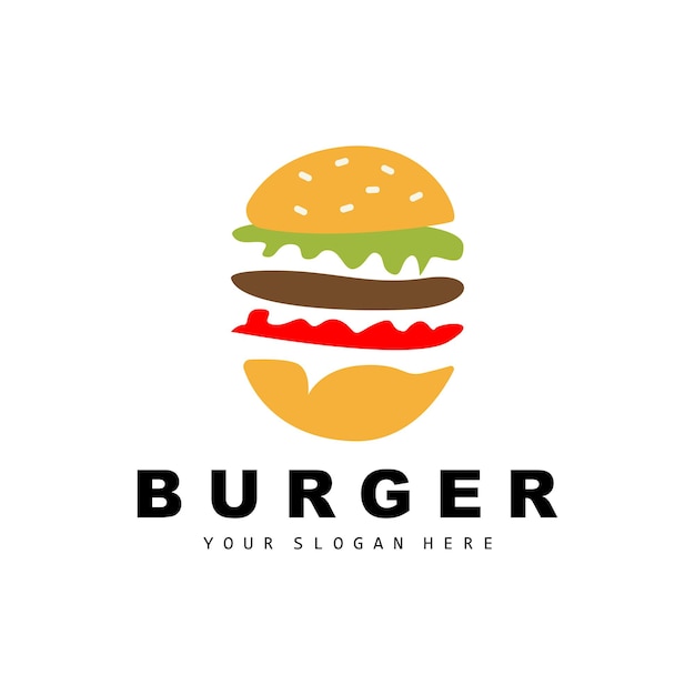 Burger Logo Fast Food Design Bread And Vegetables Vector Fast Food Restaurant Brand Icon Illustration