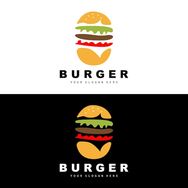 バーガー ロゴ ファーストフード デザイン パンと野菜 ベクトル ファーストフード レストラン ブランド アイコン イラスト