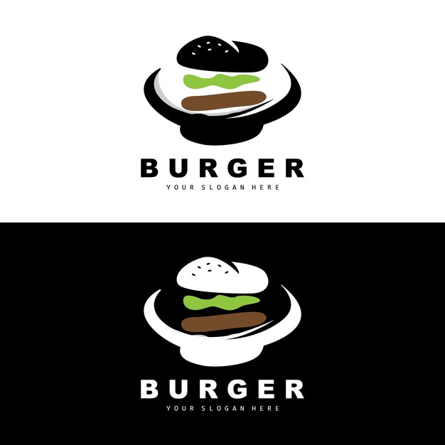 Логотип бургера. Дизайн быстрого питания. Хлеб и овощи. Векторная иллюстрация иконки ресторана быстрого питания.