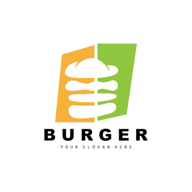 Burger Logo Fast Food Design Bread And Vegetables Vector Fast Food Restaurant Brand Icon Illustration