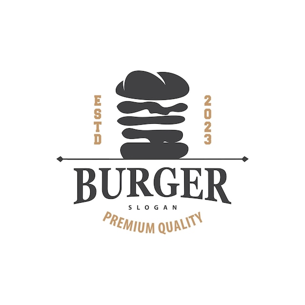 Burger Logo Fast Food Design Hot And Delicious Food Vector Templet Illustration